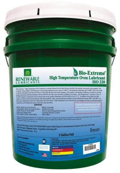 Renewable Lubricants - 5 Gal Pail Synthetic/Graphite Lubricant - White, -28°F to 2,000°F, Food Grade - USA Tool & Supply