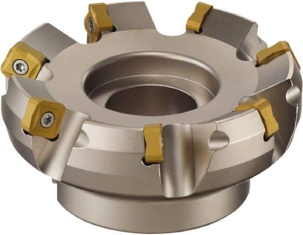 Sumitomo - 4" Cut Diam, 1-1/4" Arbor Hole, 0.314" Max Depth of Cut, 25° Indexable Chamfer & Angle Face Mill - 10 Inserts, SNMT 1205 Insert, Right Hand Cut, Series SumiMill - USA Tool & Supply