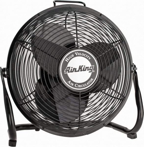 Air King - 14" Blade, 1/20 hp, 1,180, 1,470 & 1,650 CFM, Industrial Circulation Fan - Floor Stand, 120V Volts, 3 Speed - USA Tool & Supply