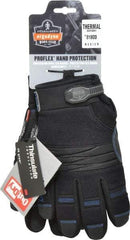 Ergodyne - Size M PVC Coated Cold Protection & Waterproof Work Gloves - Palm & Fingers Coated, Hook & Loop Cuff, Black, Paired - USA Tool & Supply