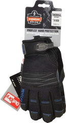 Ergodyne - Size S PVC Coated Cold Protection & Waterproof Work Gloves - Palm & Fingers Coated, Hook & Loop Cuff, Black, Paired - USA Tool & Supply