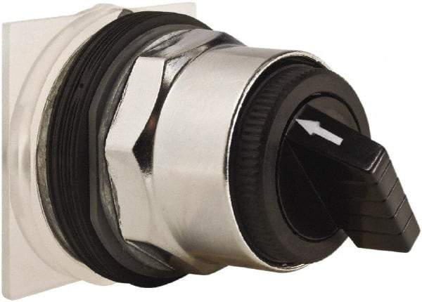 Schneider Electric - 30mm Mount Hole, 2 Position, Knob and Pushbutton Operated, Selector Switch Only - Black, Maintained (MA), without Contact Blocks, Weatherproof and Dust and Oil Resistant - USA Tool & Supply