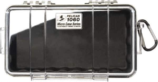 Pelican Products, Inc. - 5-9/16" Wide x 2-5/8" High, Clamshell Hard Case - Clear/Black, Polycarbonate - USA Tool & Supply