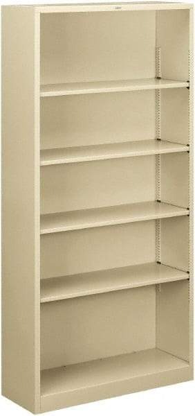 Hon - 5 Shelf, 71" High x 34-1/2" Wide Bookcase - 12-5/8" Deep, Steel, Putty - USA Tool & Supply