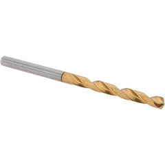 Guhring - 4.1mm 118° High Speed Steel Jobber Drill - TiN Finish, Right Hand Cut, Spiral Flute, Straight Shank, 75mm OAL, Standard Point - USA Tool & Supply
