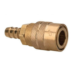 Value Collection - Hose Barb Industrial Pneumatic Hose Coupler (Six Ball) - Brass, 1/4" Body Diam, 3/8" Hose ID - USA Tool & Supply