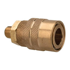 Value Collection - 1/8 Male NPT Industrial Pneumatic Hose Coupler - Brass, 1/4" Body Diam, 1/8" Hose ID - USA Tool & Supply
