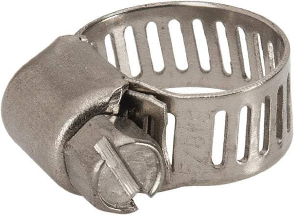 Value Collection - SAE Size 4, 1/4 to 5/8" Diam, Stainless Steel Worm Drive Clamp - 5/16" Wide, Material Grade 201 - USA Tool & Supply