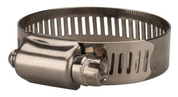 Value Collection - SAE Size 24, 1 to 2" Diam, Stainless Steel Worm Drive Clamp - 1/2" Wide, Material Grade 201 - USA Tool & Supply