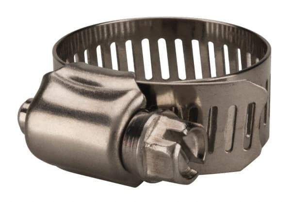 Value Collection - SAE Size 12, 1/2 to 1-1/4" Diam, Stainless Steel Worm Drive Clamp - 1/2" Wide, Material Grade 201 - USA Tool & Supply