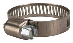 Value Collection - SAE Size 12, 1/2 to 1-1/4" Diam, Stainless Steel/Carbon Steel Worm Drive Clamp - 5/16" Wide, Material Grade 301 - USA Tool & Supply