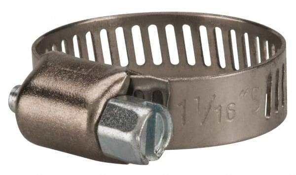 Value Collection - SAE Size 10, 3/8 to 1-1/16" Diam, Stainless Steel/Carbon Steel Worm Drive Clamp - 5/16" Wide, Material Grade 301 - USA Tool & Supply