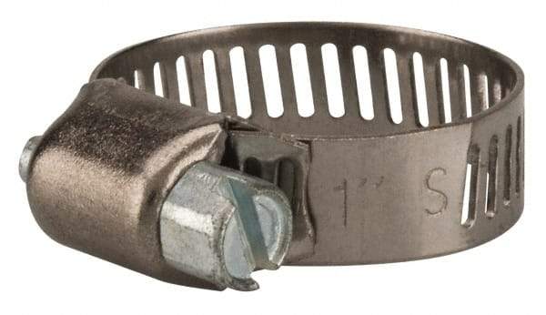 Value Collection - SAE Size 8, 3/8 to 1" Diam, Stainless Steel/Carbon Steel Worm Drive Clamp - 5/16" Wide, Material Grade 301 - USA Tool & Supply