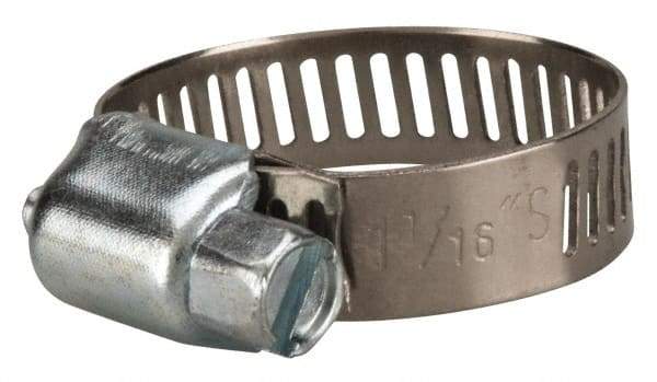 Value Collection - SAE Size 10, 3/8 to 1-1/16" Diam, Stainless Steel/Carbon Steel Worm Drive Clamp - 5/16" Wide, Material Grade 201 - USA Tool & Supply