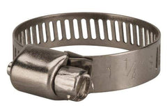 Value Collection - SAE Size 12, 1/2 to 1-1/4" Diam, Stainless Steel Worm Drive Clamp - 5/16" Wide, Material Grade 201 - USA Tool & Supply