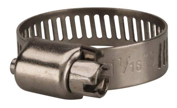 Value Collection - SAE Size 10, 3/8 to 1-1/16" Diam, Stainless Steel Worm Drive Clamp - 5/16" Wide, Material Grade 201 - USA Tool & Supply