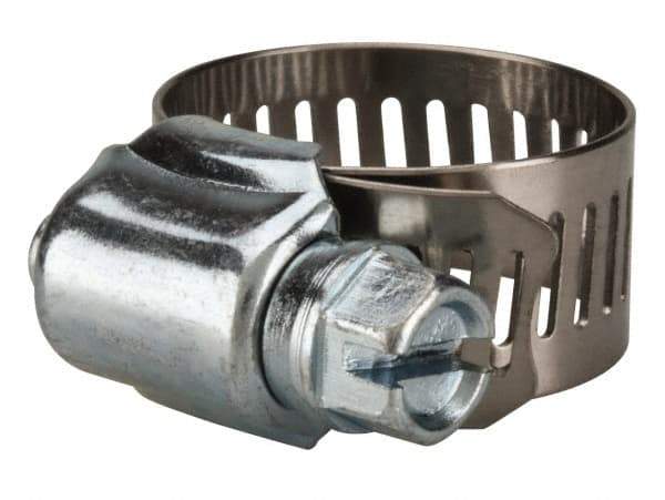 Value Collection - SAE Size 8, 7/16 to 1" Diam, Stainless Steel/Carbon Steel Worm Drive Clamp - 1/2" Wide, Material Grade 201 - USA Tool & Supply