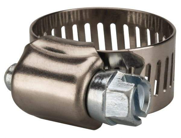 Value Collection - SAE Size 8, 7/16 to 1" Diam, Stainless Steel/Carbon Steel Worm Drive Clamp - 1/2" Wide, Material Grade 201 - USA Tool & Supply