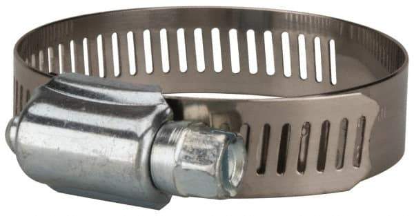 Value Collection - SAE Size 28, 1-1/4 to 2-1/4" Diam, Stainless Steel/Carbon Steel Worm Drive Clamp - 1/2" Wide, Material Grade 201 - USA Tool & Supply