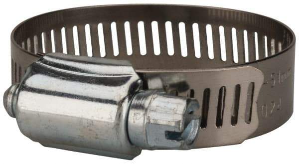 Value Collection - SAE Size 24, 1 to 2" Diam, Stainless Steel/Carbon Steel Worm Drive Clamp - 1/2" Wide, Material Grade 201 - USA Tool & Supply