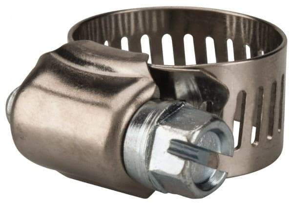 Value Collection - SAE Size 6, 3/8 to 7/8" Diam, Stainless Steel/Carbon Steel Worm Drive Clamp - 1/2" Wide, Material Grade 201 - USA Tool & Supply