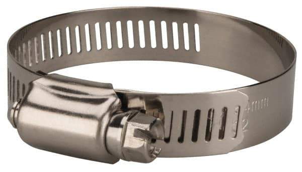 Value Collection - SAE Size 28, 1-1/4 to 2-1/4" Diam, Stainless Steel/Carbon Steel Worm Drive Clamp - 1/2" Wide, Material Grade 201 - USA Tool & Supply