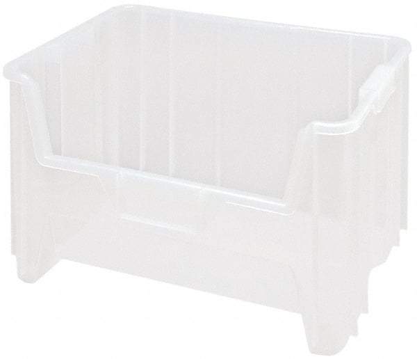 Quantum Storage - 15-1/4" Deep, Clear Polypropylene Hopper Stacking Bin - 12-7/16" High x 19-7/8" Wide x 15-1/4" Long - USA Tool & Supply