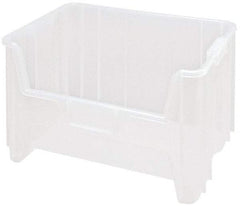 Quantum Storage - 15-1/4" Deep, Clear Polypropylene Hopper Stacking Bin - 12-7/16" High x 19-7/8" Wide x 15-1/4" Long - USA Tool & Supply