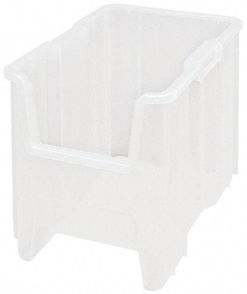Quantum Storage - 17-1/2" Deep, Clear Polypropylene Hopper Stacking Bin - 12-1/2" High x 10-7/8" Wide x 17-1/2" Long - USA Tool & Supply