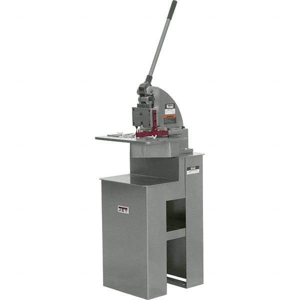 Jet - 6 x 6" Notching Dimension, Metal Notcher - 3/4" Stroke, 16 Gauge Max Mild Steel Capacity, 18 Ton Load Capacity, 22" Table Width x 23.2" Table Depth - USA Tool & Supply