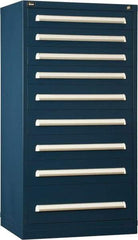 Vidmar - 9 Drawer, Modular Storage Cabinet - Steel, 30" Wide x 27-3/4" Deep x 59" High, Dark Blue - USA Tool & Supply