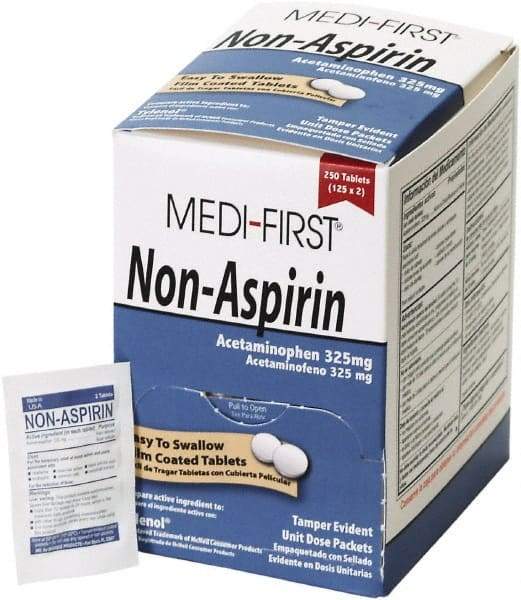 Medique - Original Flavor Medi-First Non-Aspirin Tablets - Headache & Pain Relief - USA Tool & Supply