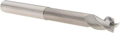 SGS - 3/8", 1/2" LOC, 3/8" Shank Diam, 4" OAL, 3 Flute, Solid Carbide Square End Mill - Single End, Uncoated, Spiral Flute, 38° Helix, Centercutting, Right Hand Cut, Right Hand Flute, Series 43L - USA Tool & Supply