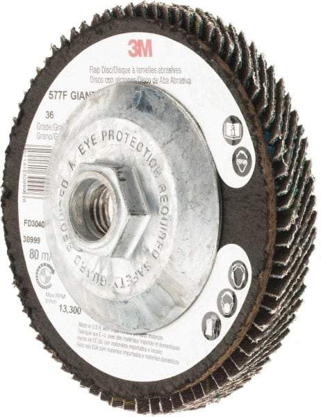 3M - Flap Disc - Polyester Backing, Arbor Attaching System - USA Tool & Supply