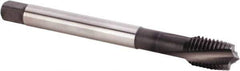 Kennametal - M12x1.50 Metric Fine 3 Flute 6HX Plug Spiral Flute Tap - Powdered Metal, TiN/CrC/C Finish, 100mm OAL, Left Hand Flute, Right Hand Thread, Series T620 - USA Tool & Supply