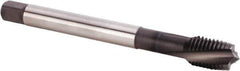 Kennametal - M10x1.00 Metric Fine 3 Flute 6HX Plug Spiral Flute Tap - Powdered Metal, TiN/CrC/C Finish, 90mm OAL, Left Hand Flute, Right Hand Thread, Series T620 - USA Tool & Supply