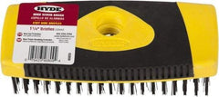 Hyde Tools - Wire Surface Preparation Brush - 1-1/4" Bristle Length, 3/4" Wide, Plastic Overmold Handle - USA Tool & Supply