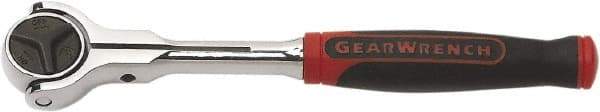 GearWrench - 1/4" Drive Slim Line Head Ratchet - Full Polish Chrome Finish, 6" OAL, 72 Gear Teeth, Roto Head - USA Tool & Supply