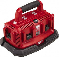 Milwaukee Tool - 18 Volt, 6 Battery Lithium-Ion Power Tool Charger - 30 min to 1 hr to Charge, Pass Through Plug Power Source - USA Tool & Supply