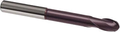 Guhring - 1/2" Diam, 1/2" LOC, 2 Flute Solid Carbide Ball End Mill - FIREX Finish, 4-1/2" OAL, 1/2" Shank Diam - USA Tool & Supply