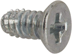 Value Collection - #4-40 UNC Thread, 1/4" OAL, #1 Phillips Drive Steel Thread Cutting Screw - Flat Undercut Head, Grade 1016-1024, Point Type F, Zinc-Plated Finish - USA Tool & Supply