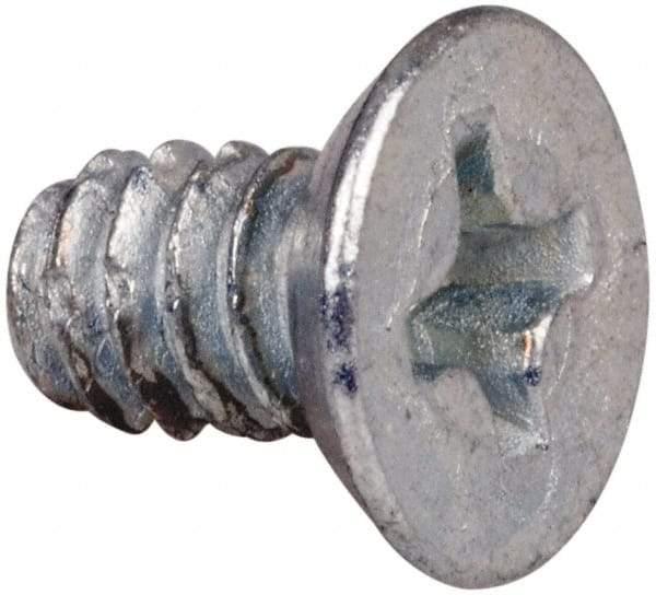 Value Collection - #6-32 UNC Thread, 1/4" OAL, #2 Phillips Drive Steel Thread Cutting Screw - Flat Undercut Head, Grade 1016-1024, Point Type F, Zinc-Plated Finish - USA Tool & Supply
