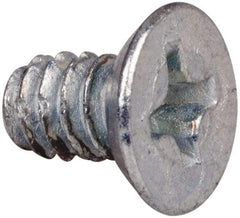 Value Collection - #6-32 UNC Thread, 1/4" OAL, #2 Phillips Drive Steel Thread Cutting Screw - Flat Undercut Head, Grade 1016-1024, Point Type F, Zinc-Plated Finish - USA Tool & Supply