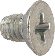 Value Collection - #8-32 UNC Thread, 1/4" OAL, #2 Phillips Drive Steel Thread Cutting Screw - Flat Undercut Head, Grade 1016-1024, Point Type F, Zinc-Plated Finish - USA Tool & Supply