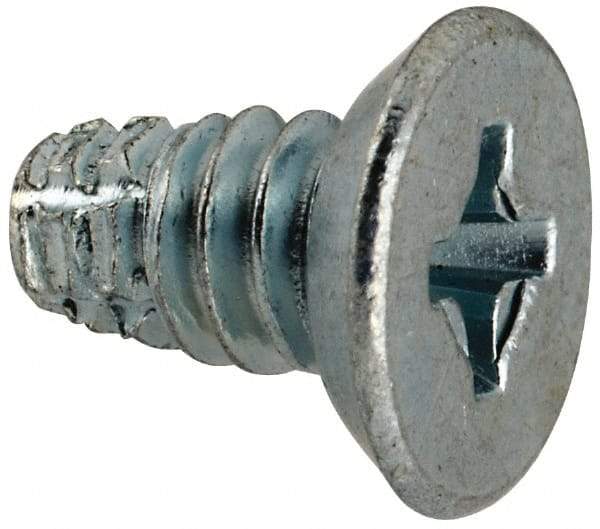 Value Collection - #10-24 UNC Thread, 3/8" OAL, #2 Phillips Drive Steel Thread Cutting Screw - Flat Undercut Head, Grade 1016-1024, Point Type F, Zinc-Plated Finish - USA Tool & Supply