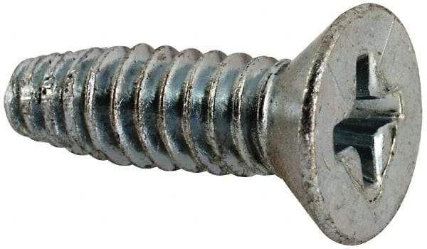 Value Collection - #10-24 UNC Thread, 5/8" OAL, #2 Phillips Drive Steel Thread Cutting Screw - Flat Head, Grade 1016-1024, Point Type F, Zinc-Plated Finish - USA Tool & Supply