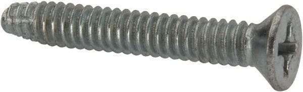 Value Collection - #10-24 UNC Thread, 1-1/4" OAL, #2 Phillips Drive Steel Thread Cutting Screw - Flat Head, Grade 1016-1024, Point Type F, Zinc-Plated Finish - USA Tool & Supply