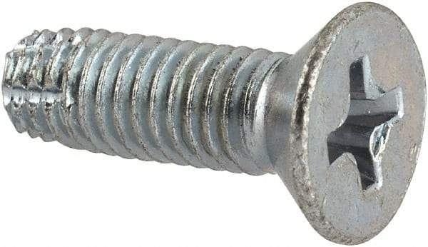 Value Collection - #10-32 UNF Thread, 5/8" OAL, #2 Phillips Drive Steel Thread Cutting Screw - Flat Head, Grade 1016-1024, Point Type F, Zinc-Plated Finish - USA Tool & Supply