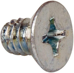 Value Collection - 1/4-20 UNC Thread, 3/8" OAL, #3 Phillips Drive Steel Thread Cutting Screw - Flat Undercut Head, Grade 1016-1024, Point Type F, Zinc-Plated Finish - USA Tool & Supply