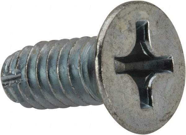 Value Collection - 1/4-20 UNC Thread, 5/8" OAL, #3 Phillips Drive Steel Thread Cutting Screw - Flat Head, Grade 1016-1024, Point Type F, Zinc-Plated Finish - USA Tool & Supply